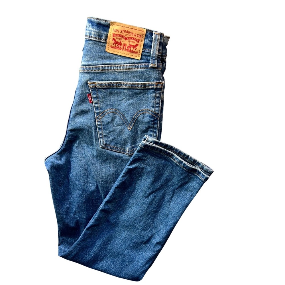 Levis Wedgie Straight‎ Jeans Womens 25 Blue Medium Wash High Rise Button Fly